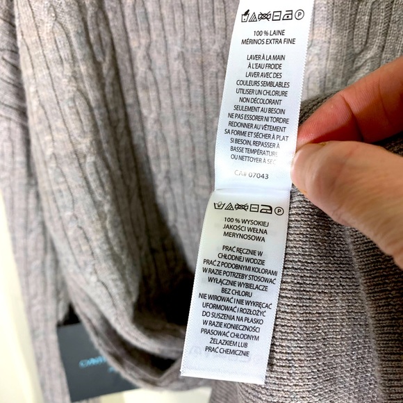 Cynthia Rowley Women Knit 100% Fine Merino Wool Sweater Tan Long Sleeves V Neck - Picture 9 of 9